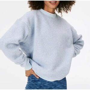 Outdoor voices sherpa wool blend mega fleece crewneck sweatshirt light blue M